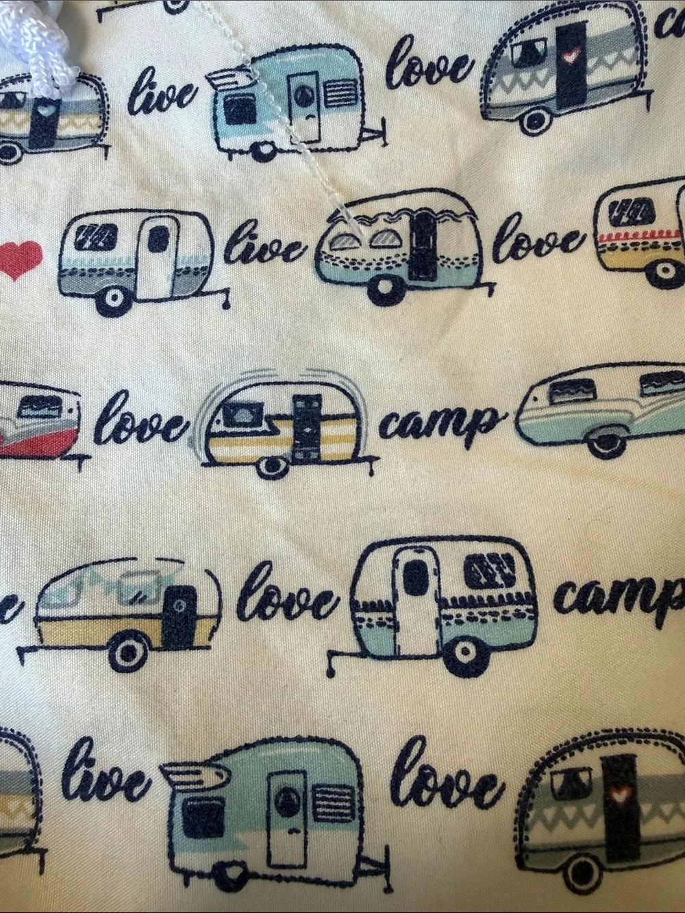 Set of 2-Garment Bag - Camper Print White cotton Drawstring Storage Bag
